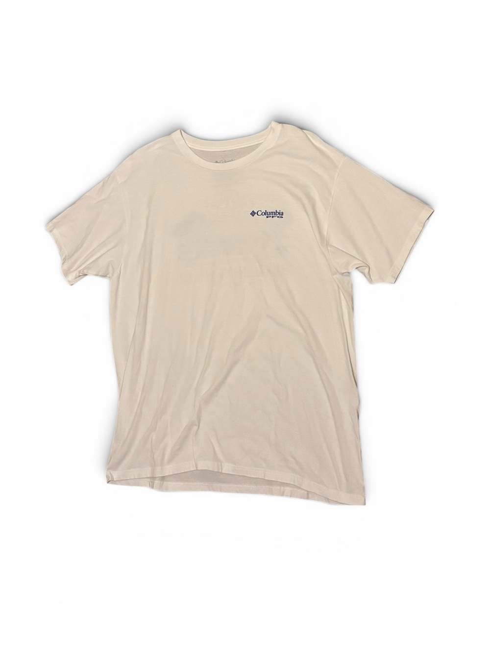 Columbia Short Sleeve Crew Tee - Off-White with Navy Logo